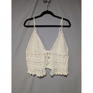 American Eagle Outfitters Cream Crochet Crop Top